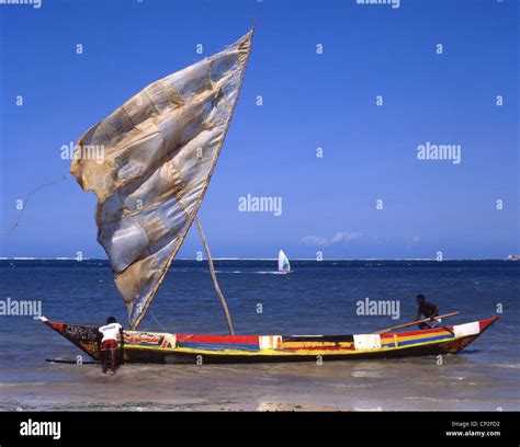 Colourful Dug Out Fishing Boat With Sail North Coast Mombasa Mombasa