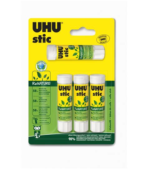 The Uhu Stic Renature Glue Stick 4 X 82 G In A Tube