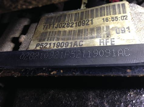 Help Needed Identifying 45rfe Transmission Date Of Manufacture 2002