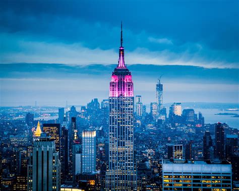 Usa New York City Wolkenkratzer Empire State Building Nacht