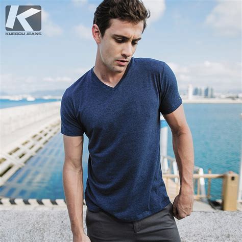 Summer Mens T Shirts Cotton Blue Solid Color For Mans Short Sleeve