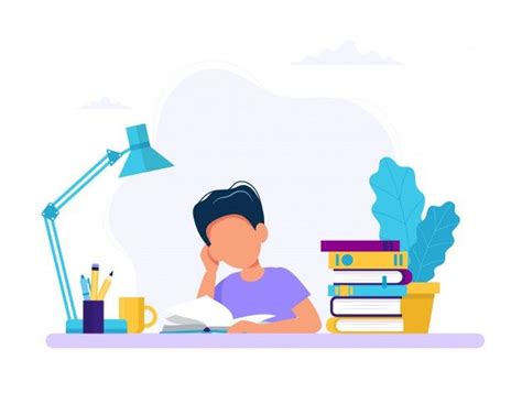 Premium Vector Boy Studying With A Book Illustration Kids Study