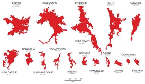 Australian Metropolitan Urban Area Footprints Vivid Maps Map Area