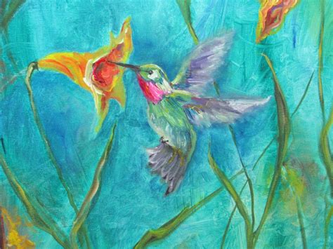 Daily Painters Abstract Gallery Sold Hummingbird Garden Buffet Large