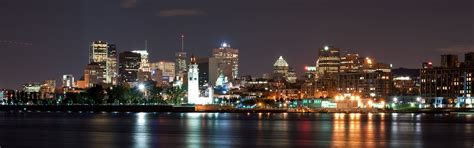City Montreal Canada Night Lights Reflection