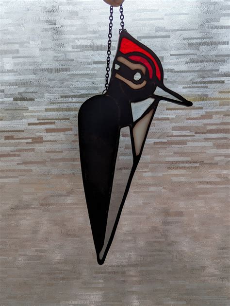 Stained Glass Woodpecker Suncatcher Etsy