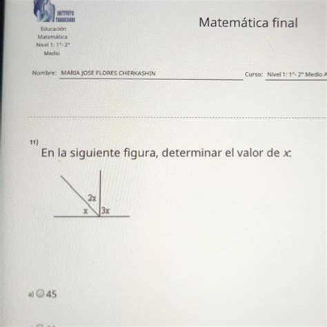 En la siguiente figura determinar el valor de x 2x х 3x brainly