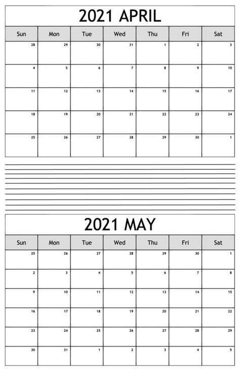 Free 2021 April May Calendar Word Printable One Platform For Digital