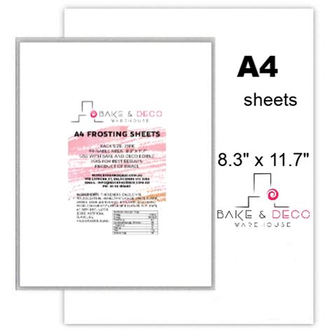 Edible Printing Frosting Sheets Icing Sheets A4 Bake And Deco
