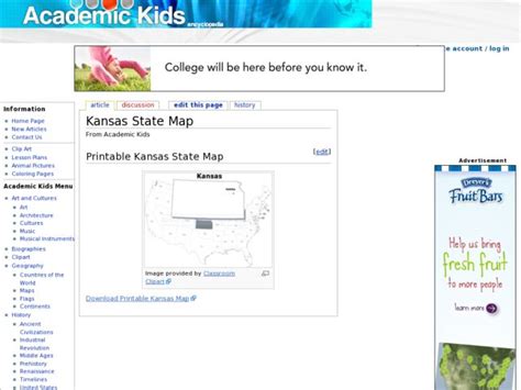 Kansas State Map Worksheet For 4th 5th Grade Lesson Planet