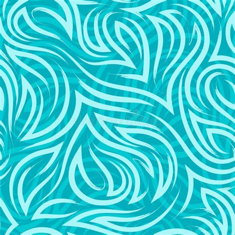 Turquoise Flowing Lines And Corners Vector Seamless Pattern On A Marine