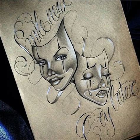 Stencil Laugh Now Cry Later Tattoo Designs