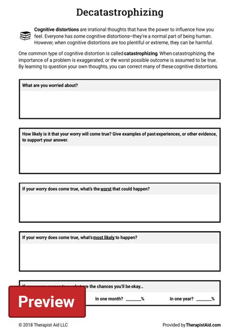 Cognitive Distortions Worksheet Kids