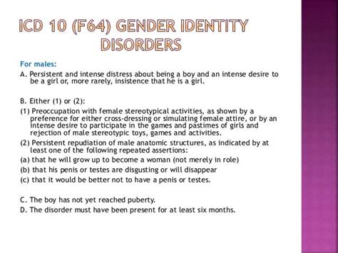Gender Dysphoria Or Gender Idendity Disorder Dsm 5