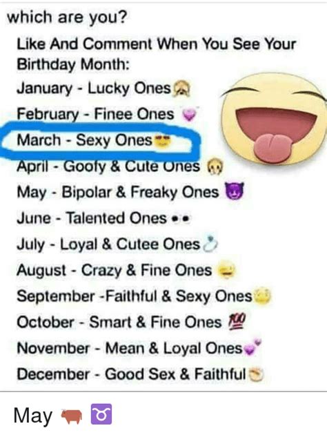 Which Are You Like And Comment When You See Your Birthday