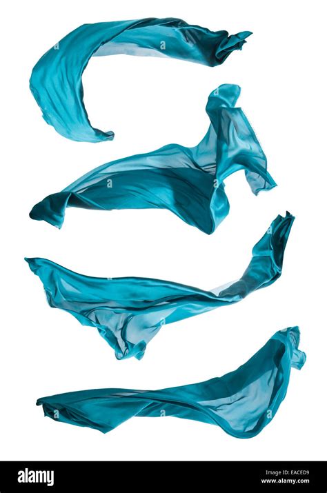 Isolated Shot Of Freeze Motion Of Transparent Blue Silk Isolated On
