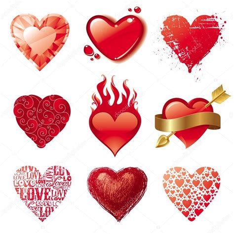 Vector Set Of Valentines Hearts — Stock Vector © S E R G O 5405910