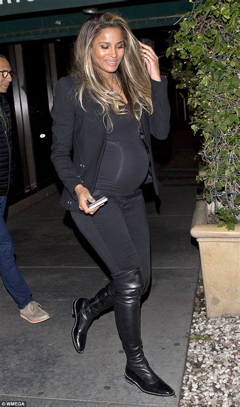 Ciara Showcases Growing Baby Bump In Skintight Top In La Daily Mail