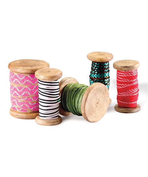 Foreside Boho Ribbon Spool Set Unique Ribbons Wood Spool Ribbon