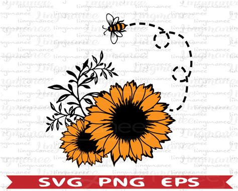 Sunflower And Bee Svg Sunflower Svg Digital File For Etsy