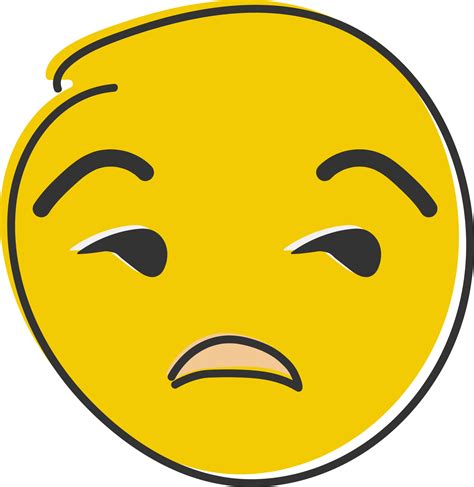 Unamused Emoji Meh Emoticon Dissatisfied Yellow Face Hand Drawn