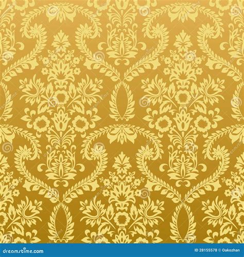 Seamless Floral Vintage Gold Wallpaper Royalty Free Stock Photos