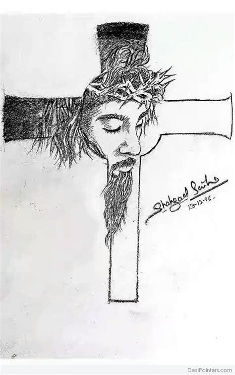 Pencil Sketch Of Jesus Cross