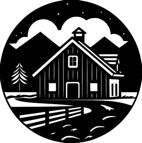 Premium Vector Farmhouse Black And White Isolated Icon Vector