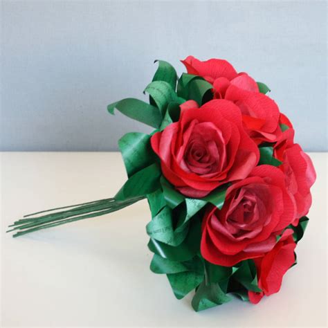 Red Rose Paper Bouquet By Paper Posies