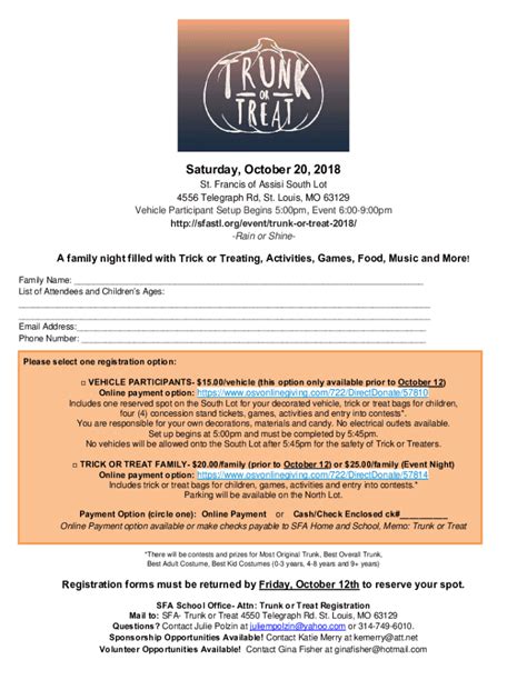 Fillable Online Trunk Or Treat Registration Form Docx Fax Email Print