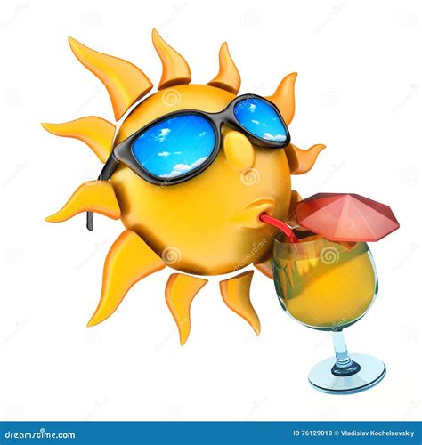 Sun Drinking Juice And Glasses Stock Illustration Illustration Of Tourism Relaxation 76129018