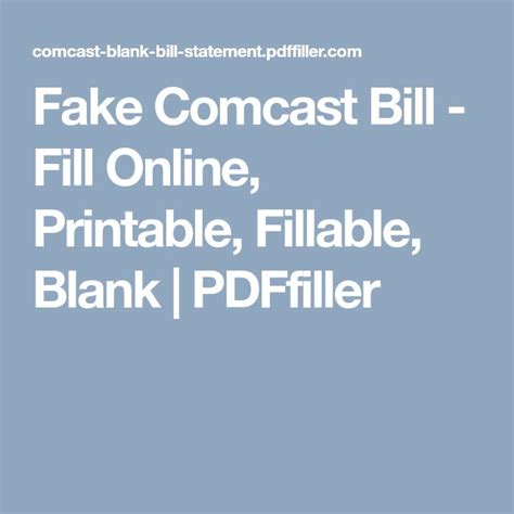 Fake Comcast Bill Fill Online Printable Fillable