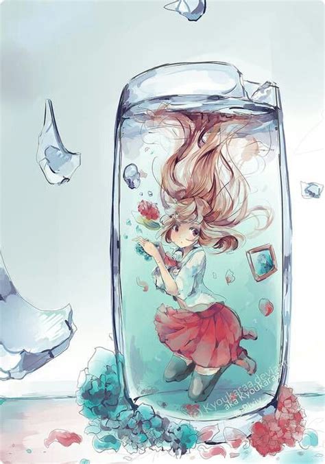 Anime Girl In Glass Of Water Anime Pinterest Anime Water And Glass
