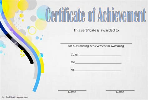 Swimming Achievement Certificate Template 4 Paddle Templates