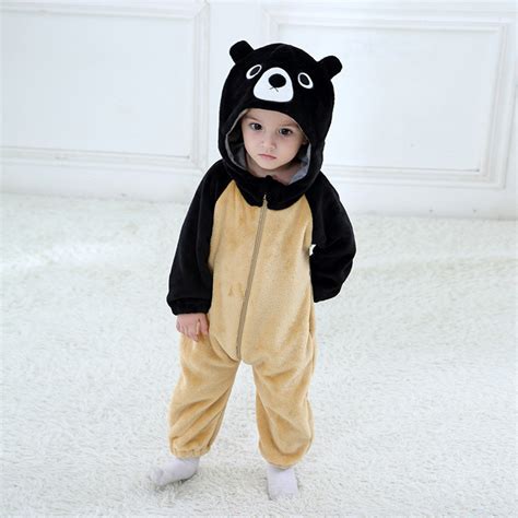 Baby Black Bear Onesie Kigurumi Pajamas Kids Animal Costumes For Unisex