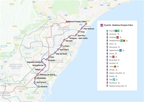LÍNEA 2 lila Metro de BARCELONA Mapas 2020