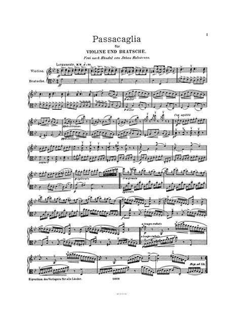 Gf Handeljohan Halvorsen Passacaglia In G Minor For Violin And