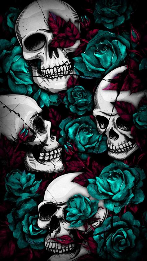 Skull Flowers Art Iphone Wallpapers