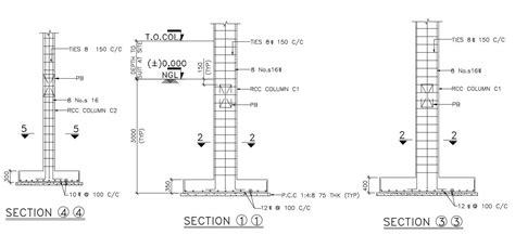 Column Footing Section Cad Drawing Free Download Dwg File Cadbull