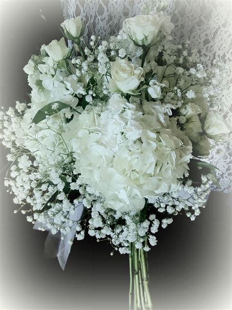 Babies Breath All White Bouquet Wedding Flowers White Bouquet Wedding