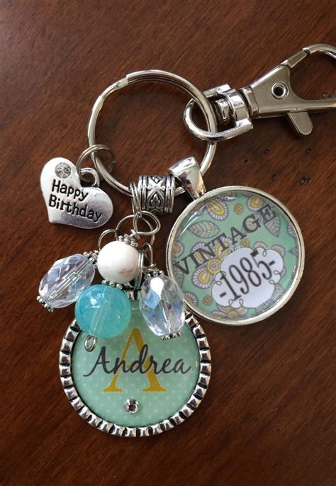 1st birthday party ideas 10th birthday party ideas Birthday gift for her, PERSONALIZED VINTAGE Necklace or Key chain, 30th 40th 50th 21st birthday ...