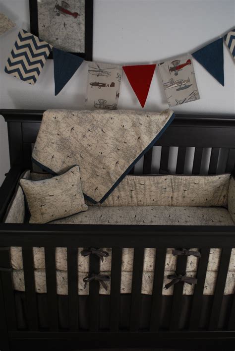 Our nursery bedding category offers a great selection of bedding sets and more. World Map print fabric crib bedding with vintage airplanes ...