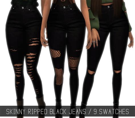 Sims 4 Ccs The Best Skinny Ripped Black Jeans By