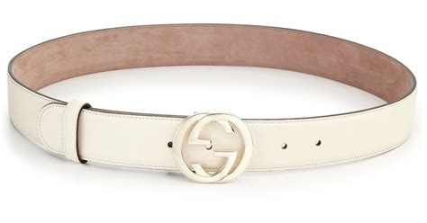 Gucci Interlocking G Leather Belt In White Lyst