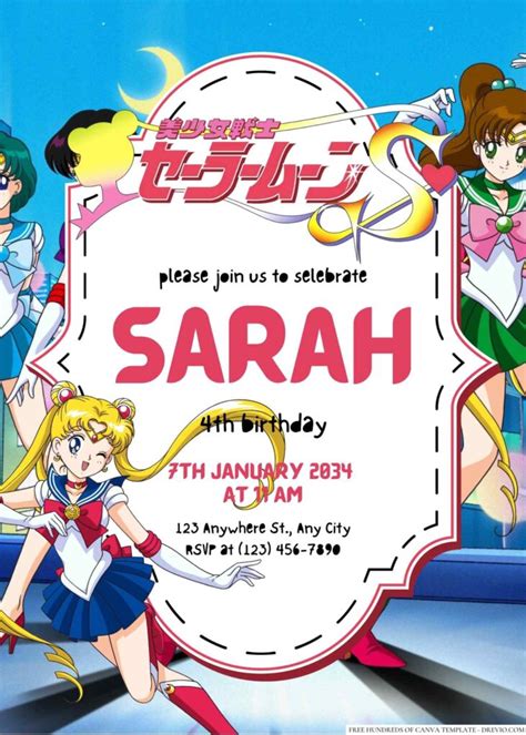 Sailor Moon Birthday Invitation Download Hundreds Free Printable
