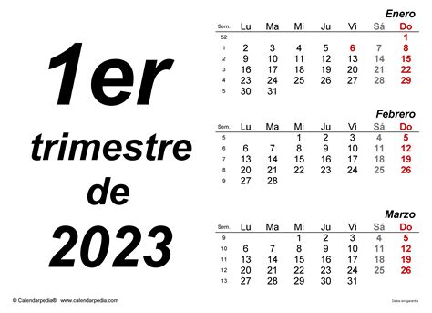 Calendario Trimestral 2023 En Word Excel Y Pdf Calendarpedia