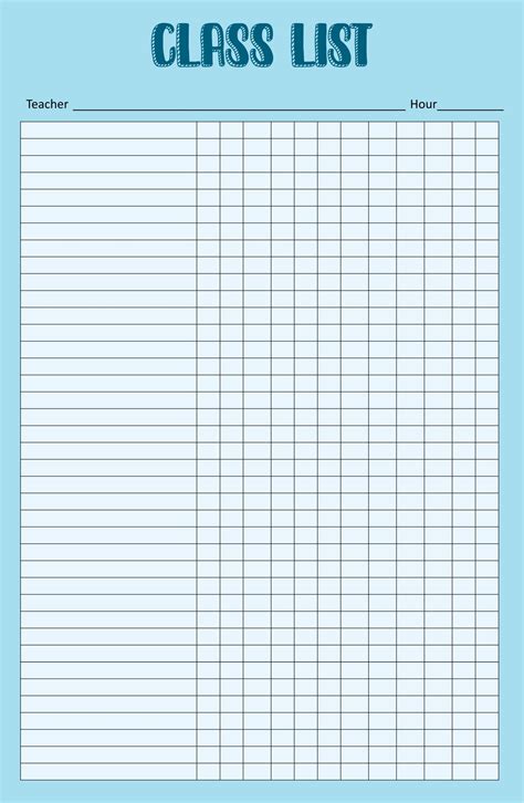 10 Best Class List Blank Printable Pdf For Free At Printablee
