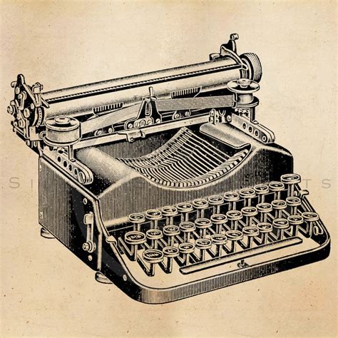 Vintage Typewriter Illustration Printable 1800s Antique Print Typewriters Instant Download Image