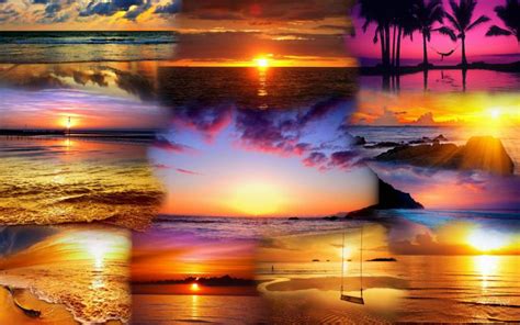 Hd Collage Of Beach Sunsets Wallpaper Download Free 53842