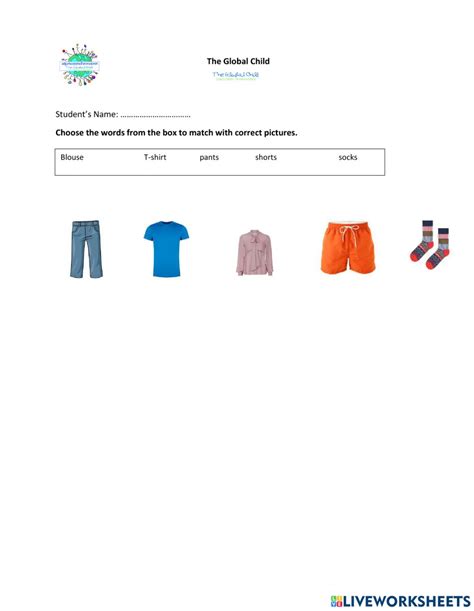 Ejercicio Online De Clothes Para Grade 5
